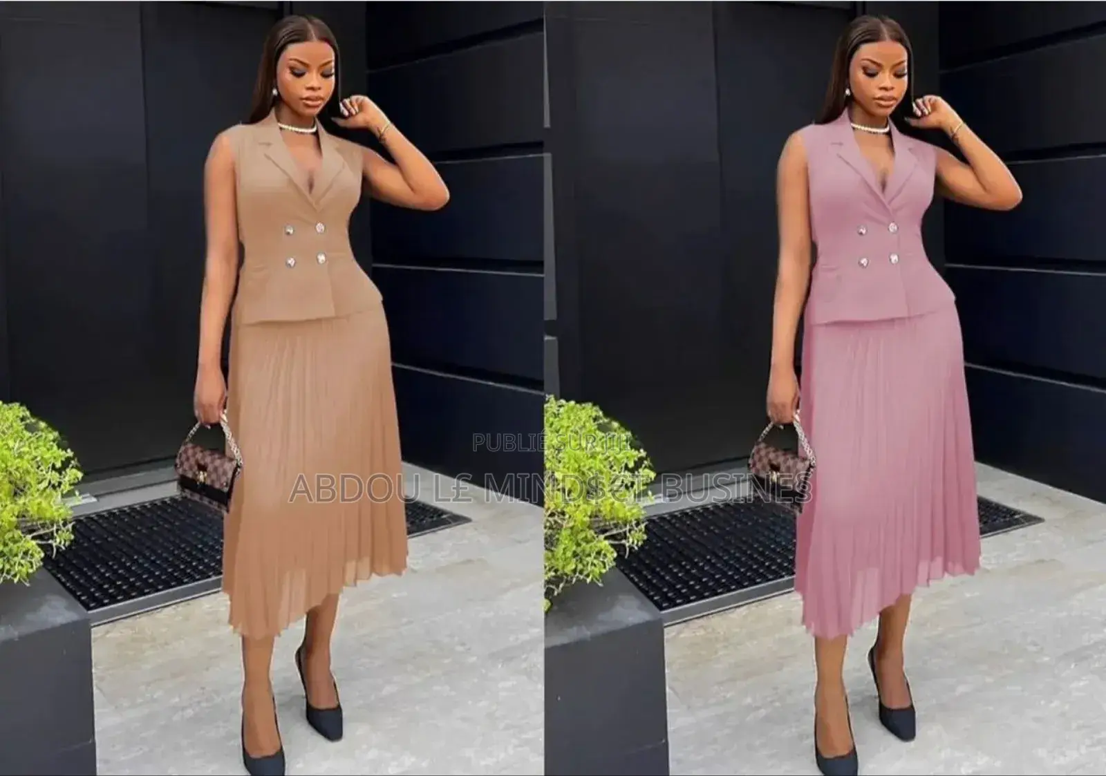 Ensemble Jupe Veste Sans Manche Disponible