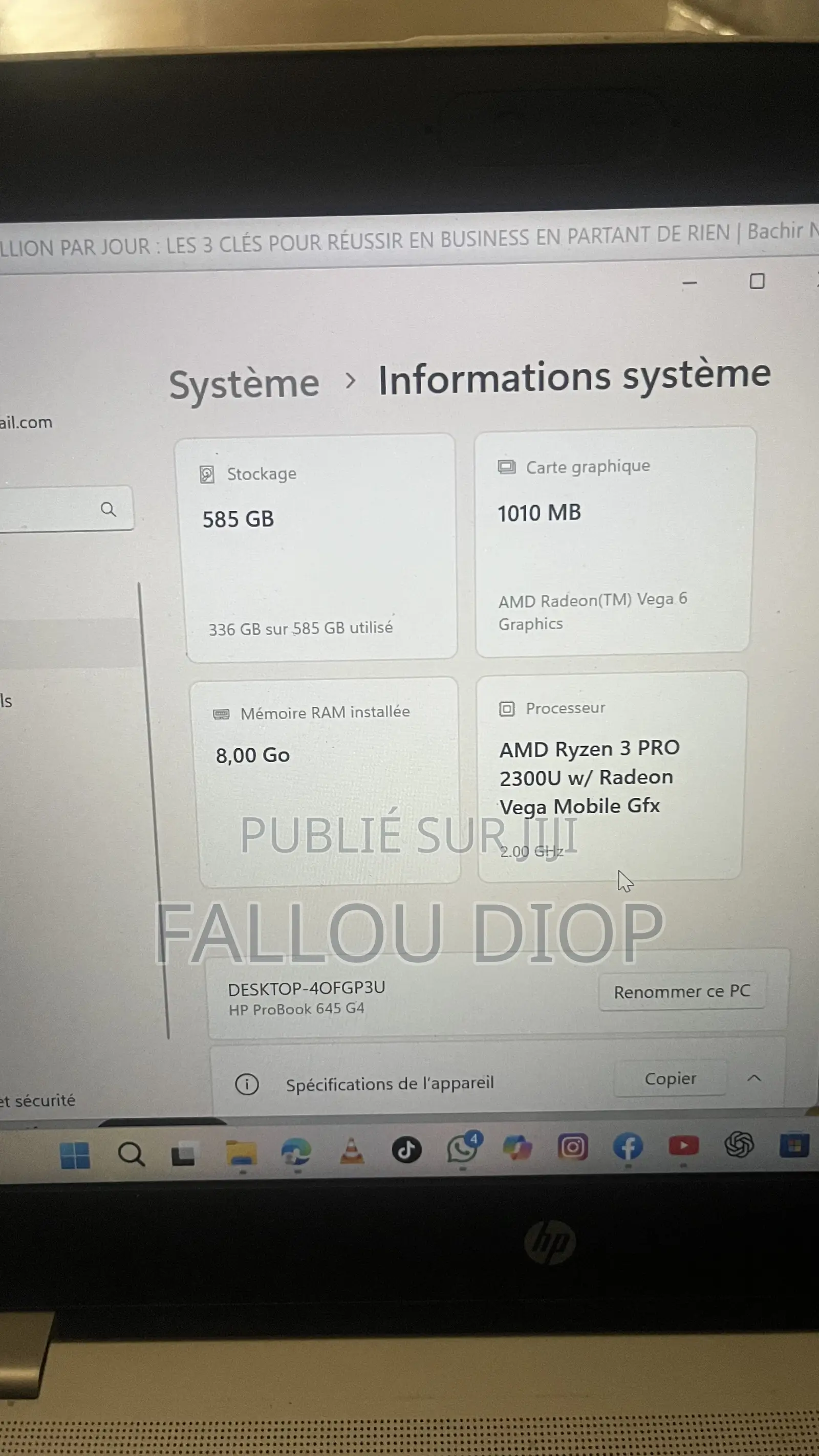 Ordinateur portable HP ProBook 645 8GB Intel Core i5 SSD 512GB