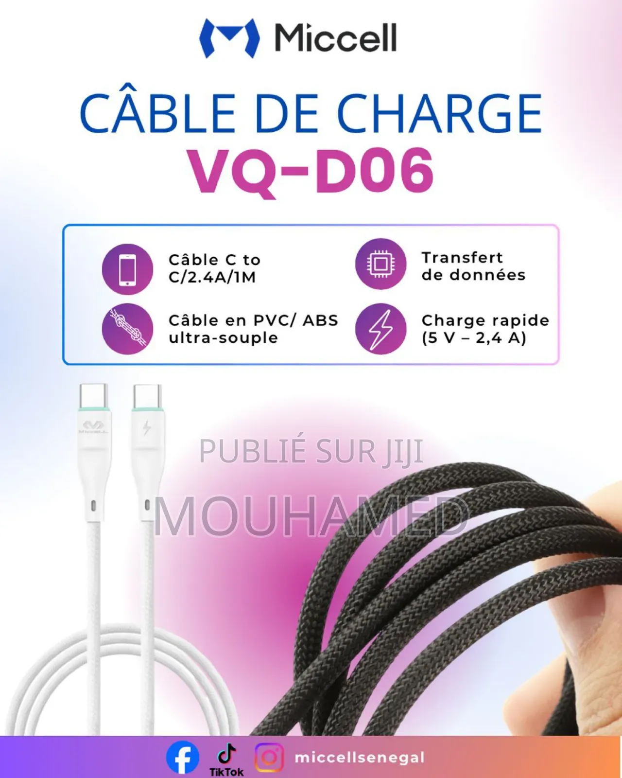Câble Usb to C 60w