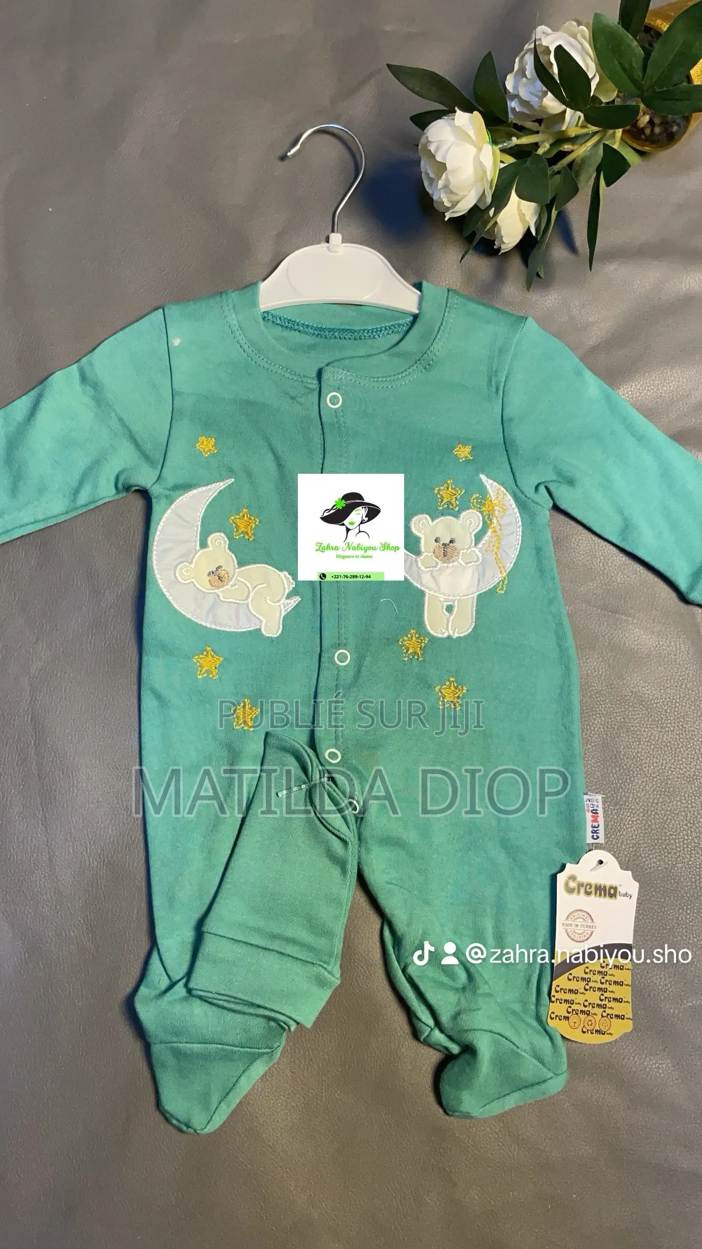 Grenouillères En Coton Avec Bonnet Assorti