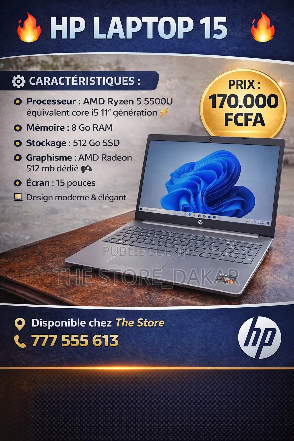Ordinateur portable HP 15 8GB AMD Ryzen 5 SSD 512GB