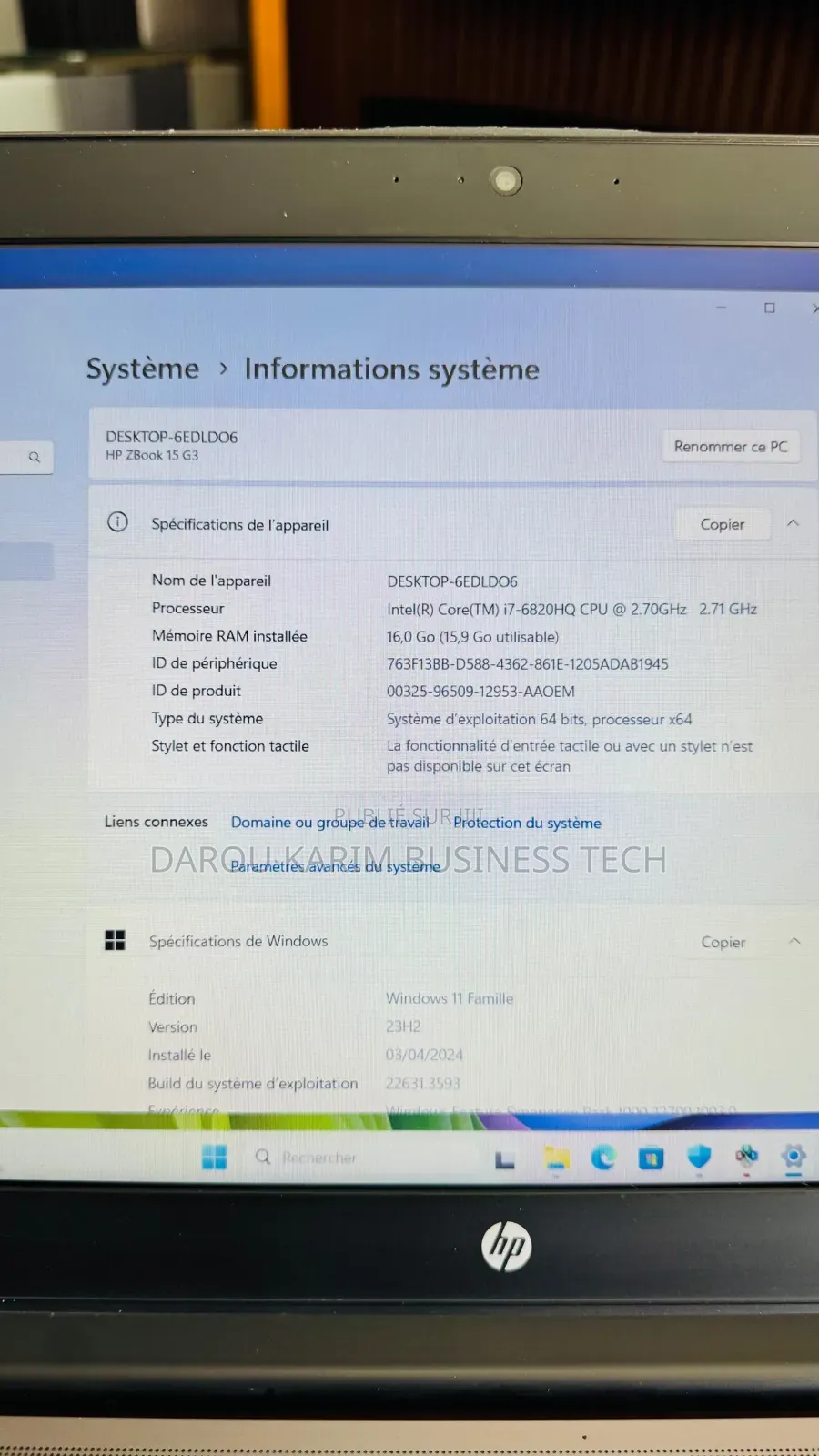 Nouveau Ordinateur portable HP ZBook 15 G3 16GB Intel Core i7 SSD 256GB