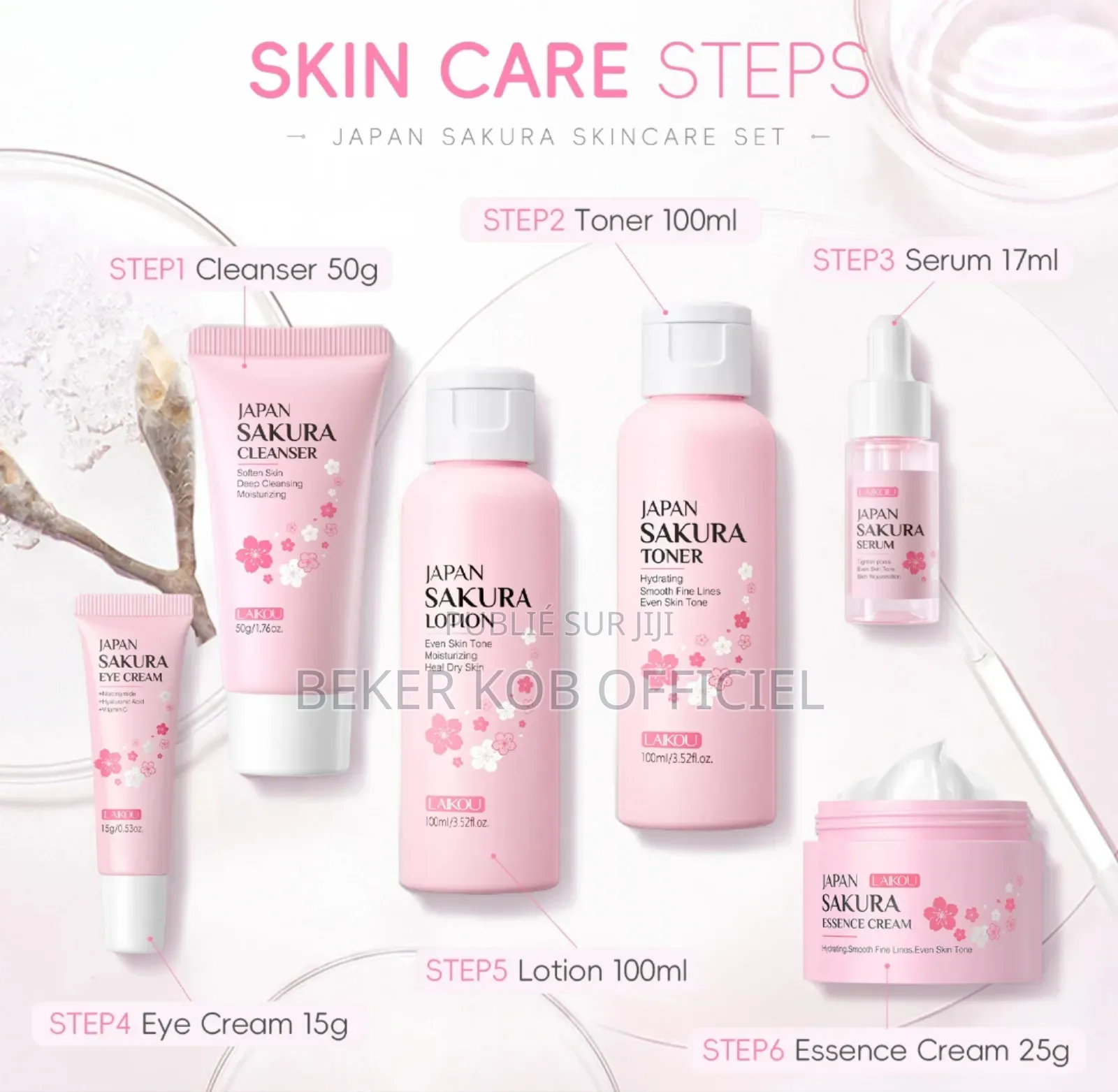 Originale Gamme De Soins Visage Sakura 6 Pieces