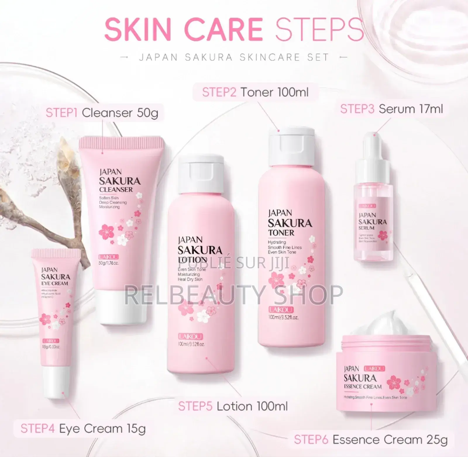 Originale Gamme De Soins Visage Sakura 6 Pieces