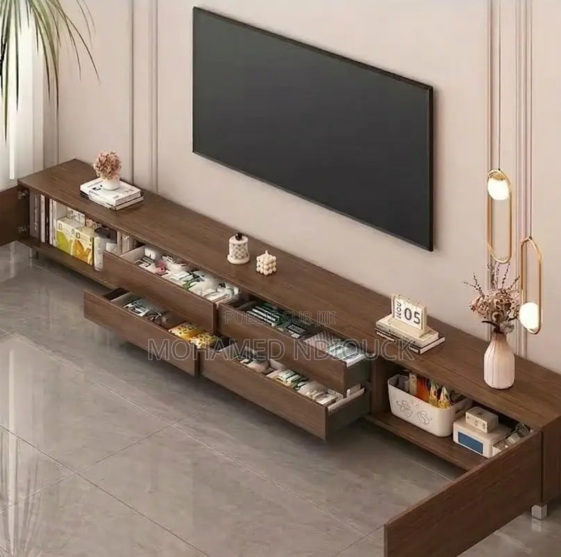 Table Tv Moderne en Bois Grand Modèle