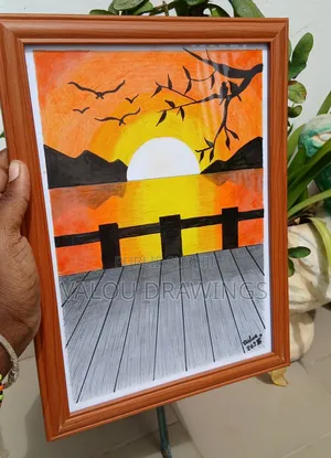 Tableau A4- Dessin Fait À La Main- Beau Paysage