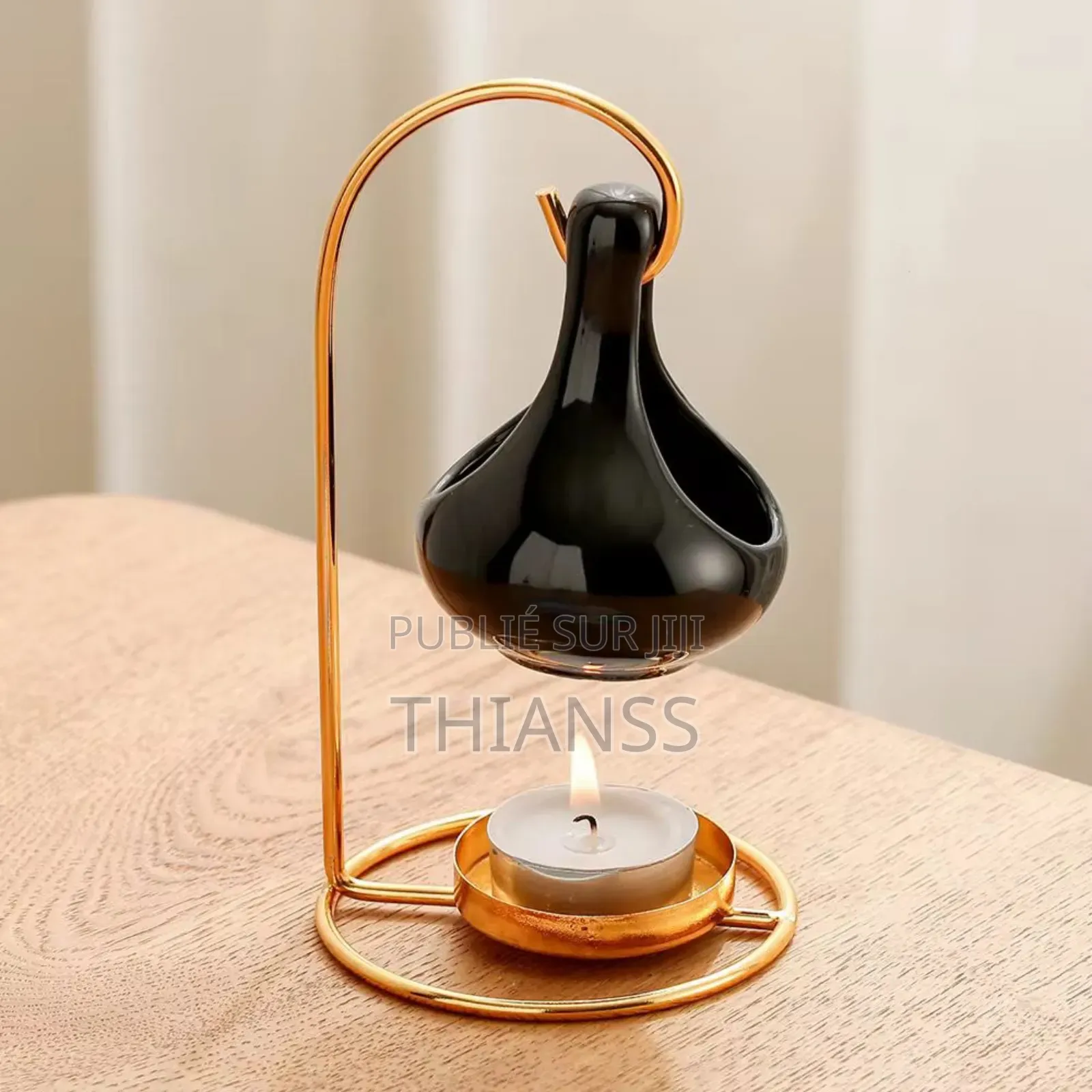 Brûleur À Cire en Céramique Noire De Luxe Brûleur À Huile Essentielle