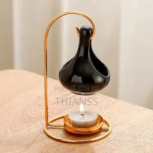Brûleur À Cire en Céramique Noire De Luxe Brûleur À Huile Essentielle