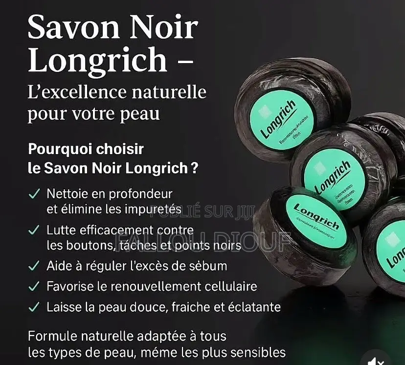 Savon Noir Longrich – Soin Naturel Purifiant Pour Une Peau Éclatante