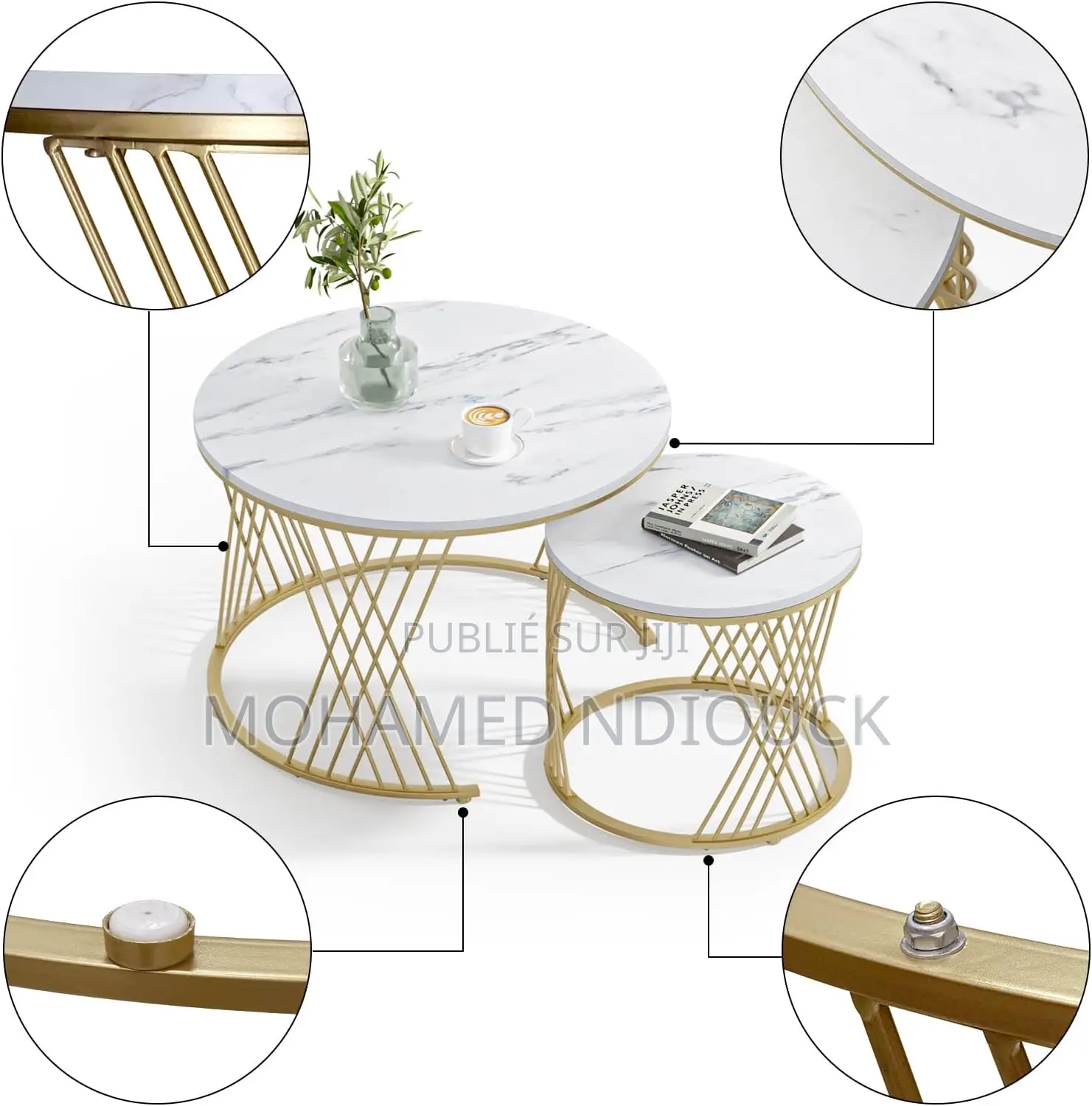Lot De 2 Tables Basses Gigognes Rondes en Bois