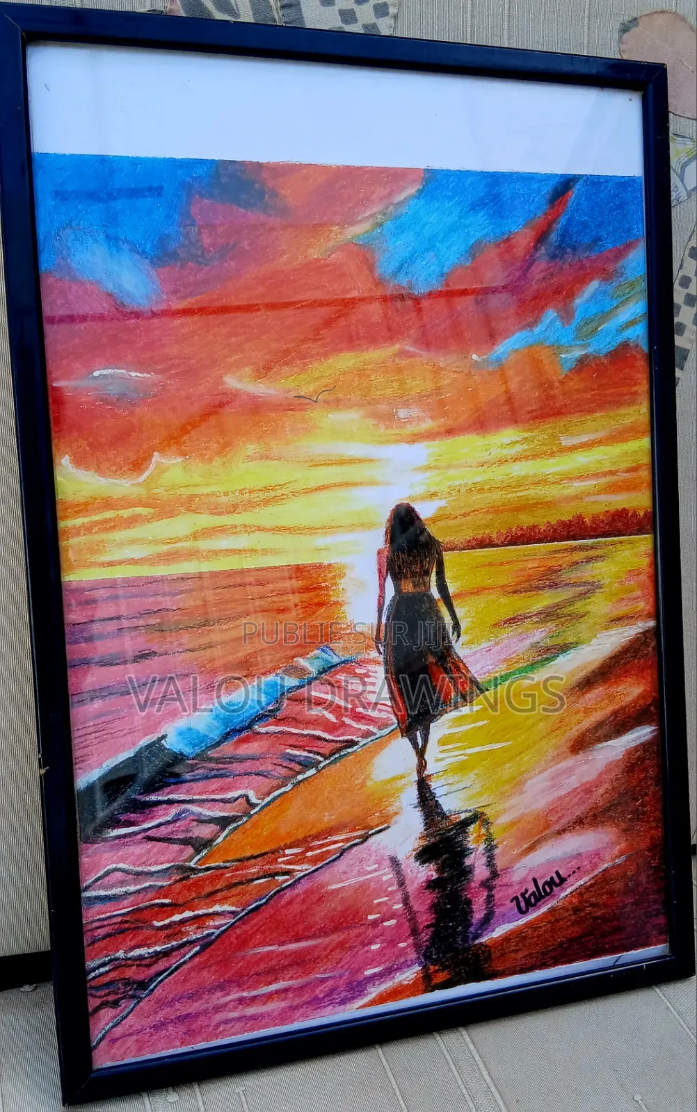 Vers l'Horizon Dorée _ Tableau Format A3- Décoratif
