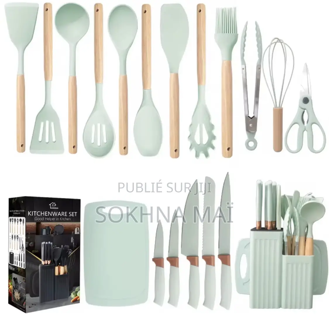 Ensemble 19 Pièces De Couteaux Et Matériel De Cuisine