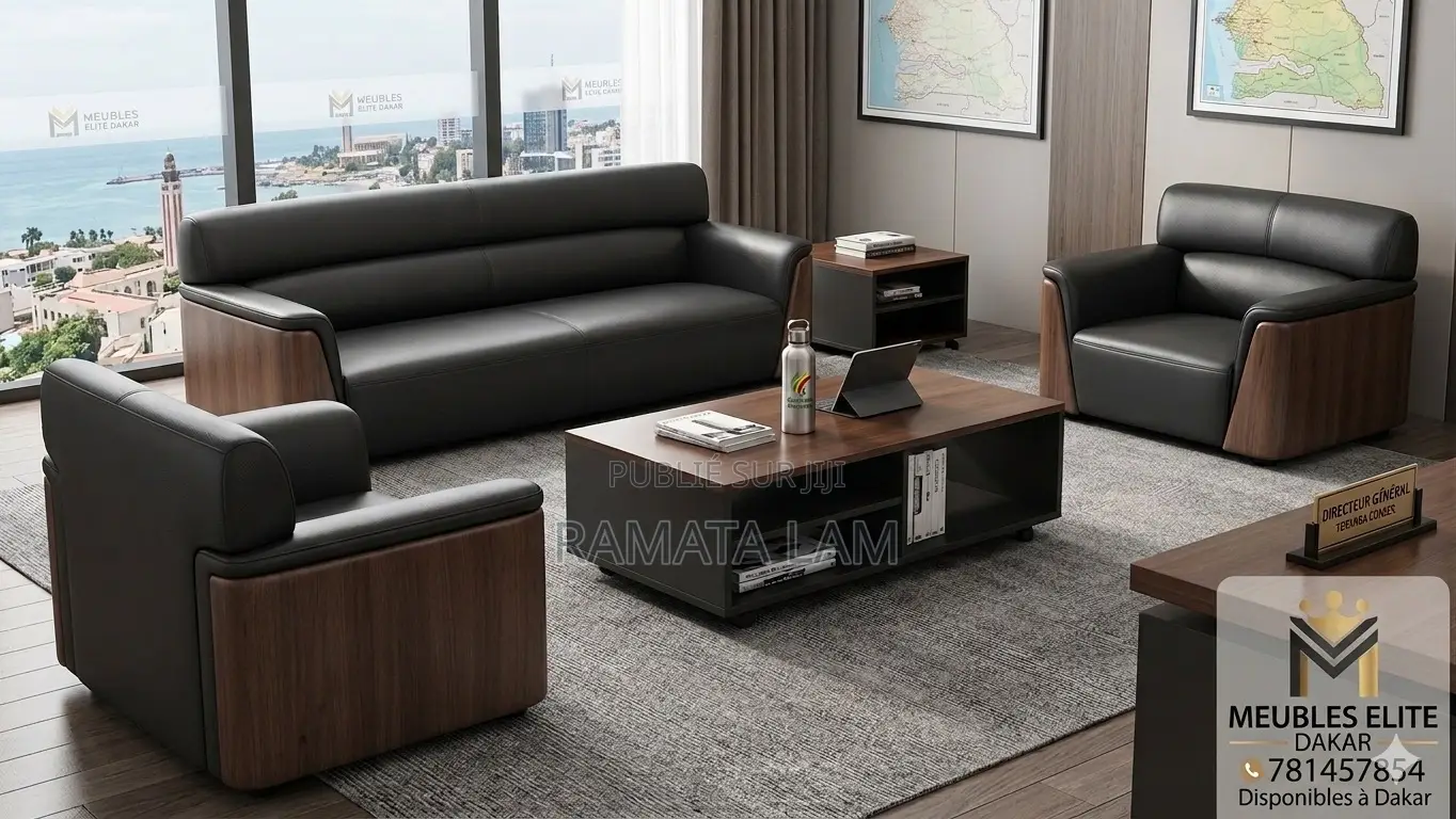 Salon De Bureau Exécutif 4 Pièces - Cuir Bois.