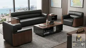 Salon De Bureau Exécutif 4 Pièces - Cuir Bois.