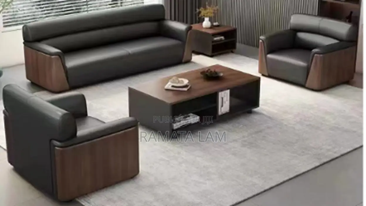 Salon De Bureau Exécutif 4 Pièces - Cuir Bois.