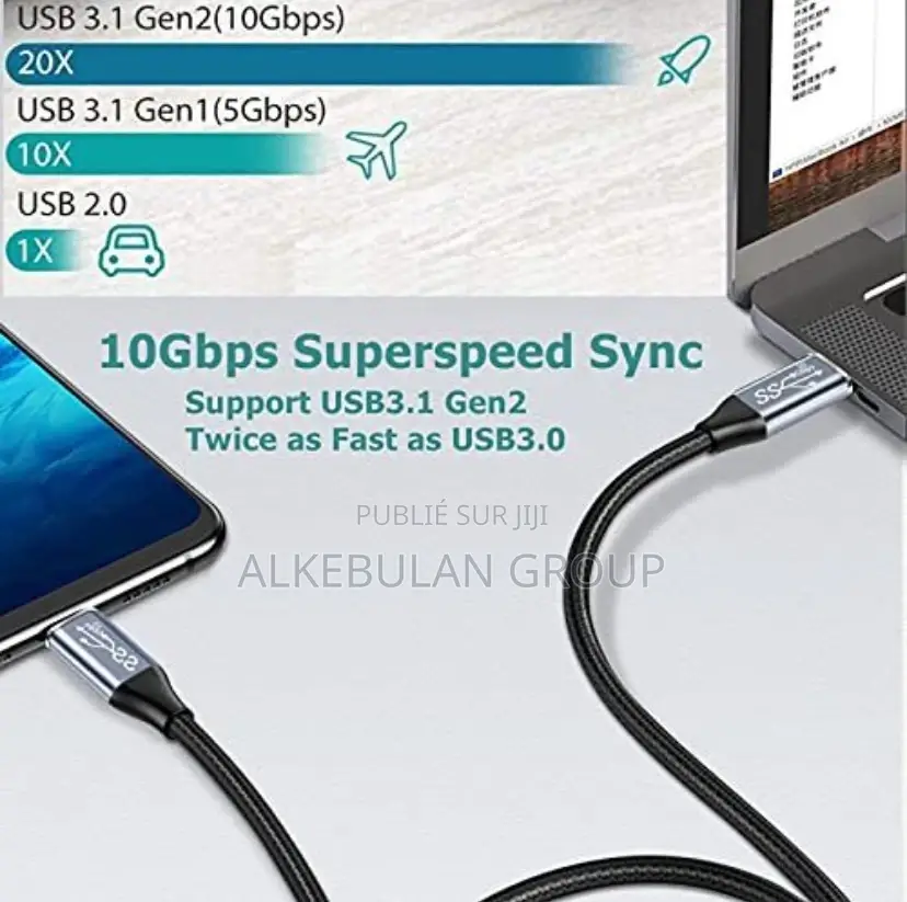 Câble De Données Haut Débit /Recharge Avec Usb C to Usb C 100w |