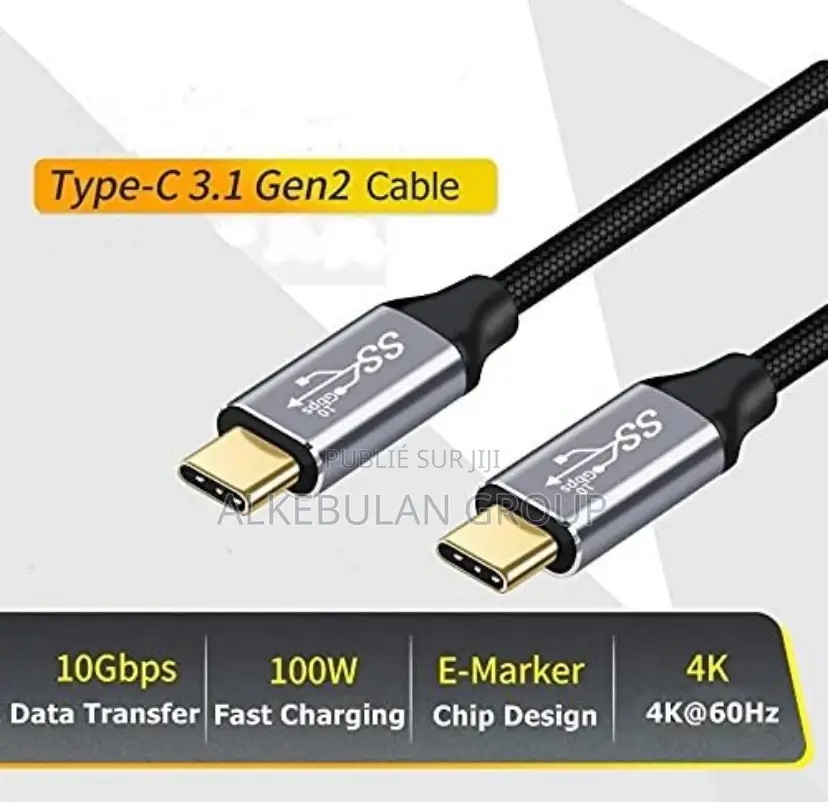 Câble De Données Haut Débit /Recharge Avec Usb C to Usb C 100w |