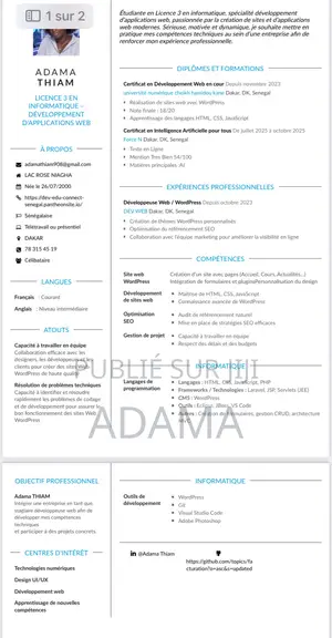 Informatique Developpement D’Application Web
