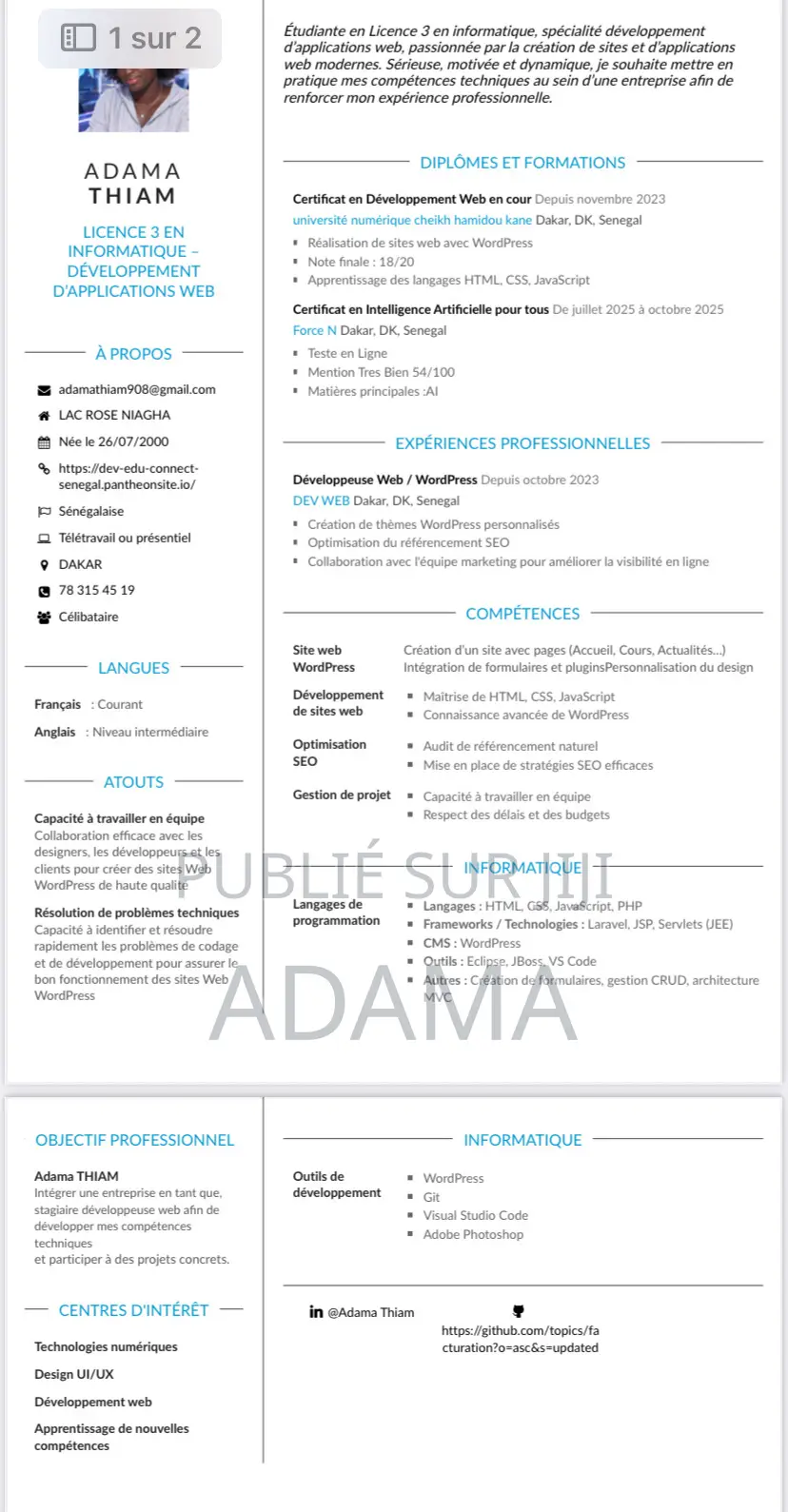 Informatique Developpement D’Application Web
