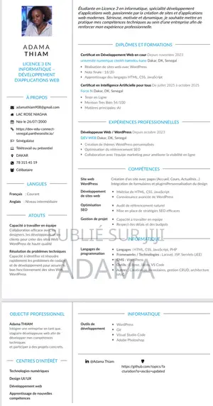 Informatique Developpement D’Application Web