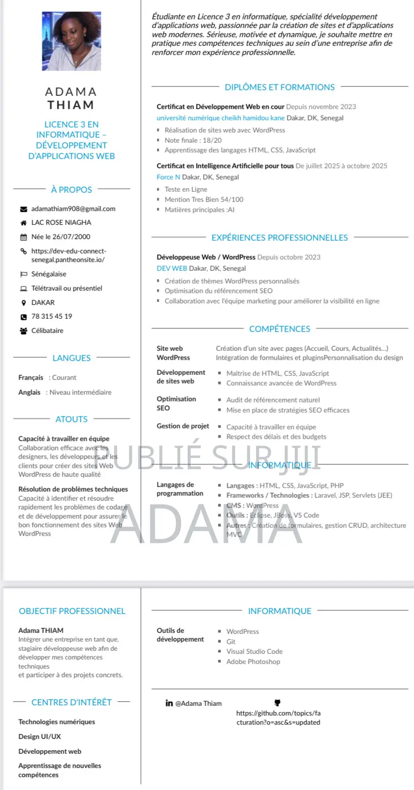 Informatique Developpement D’Application Web