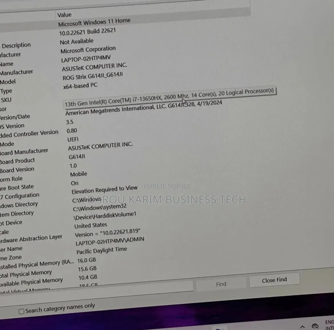 Nouveau Asus ROG Strix G16 G614 16GB Intel Core i7 SSD 1T