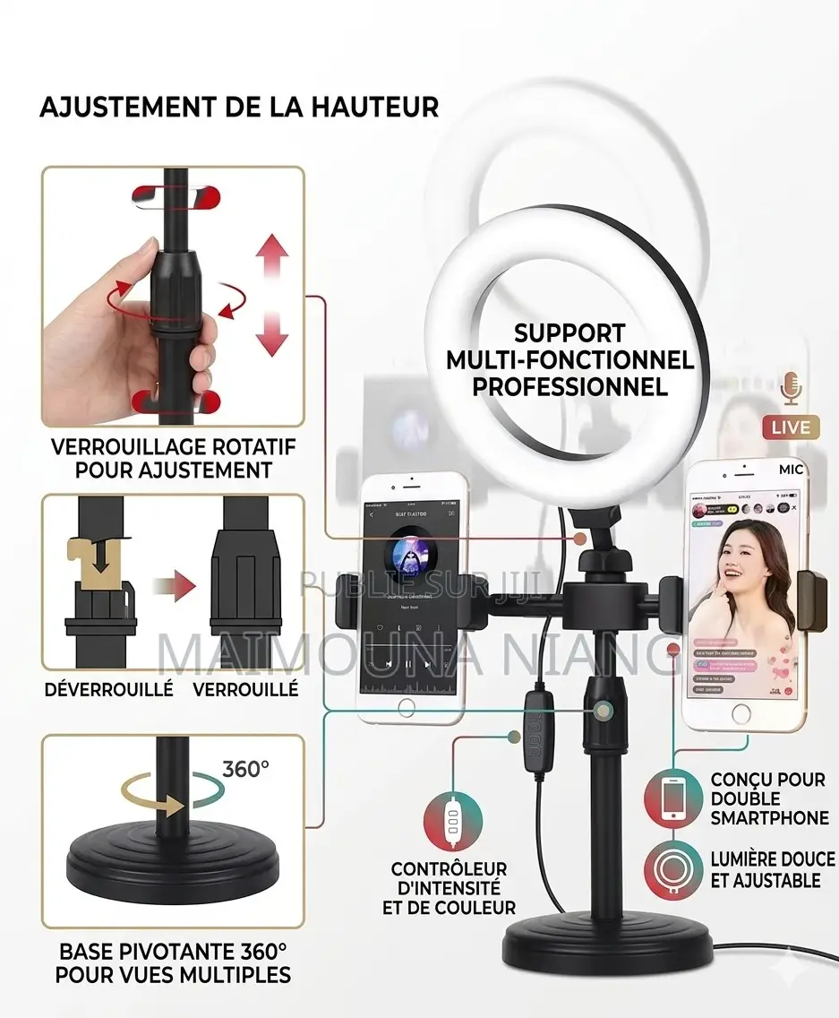 Ring Light Portable – Éclairage Pro Pour Photos Vidéos
