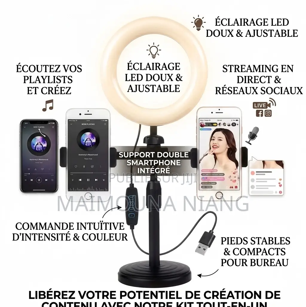 Ring Light Portable – Éclairage Pro Pour Photos Vidéos