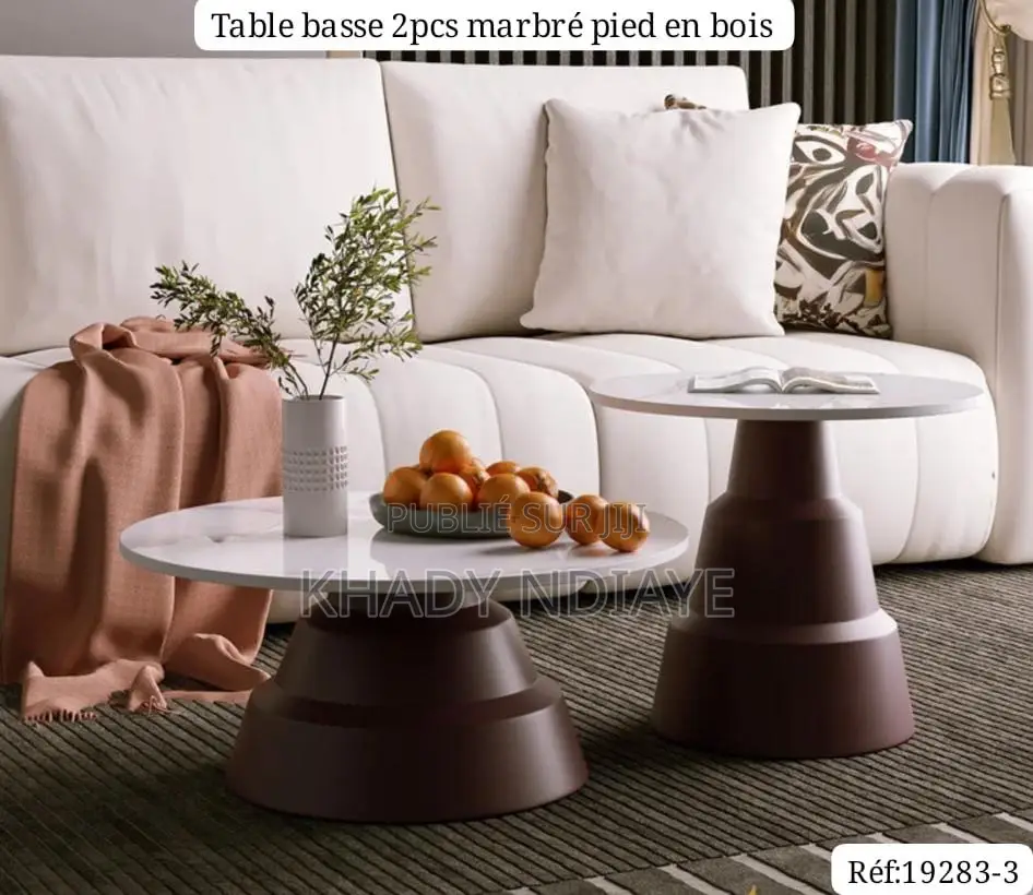 Table Basse en Marbre Et Bois Gk
