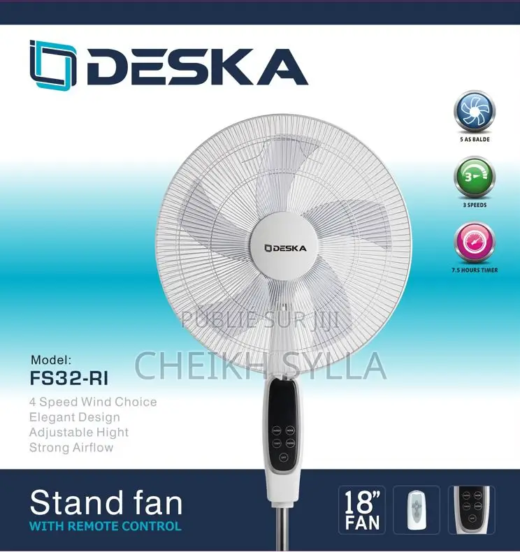 Ventilateur Deska Sur Pied 18" Avec Télécommande