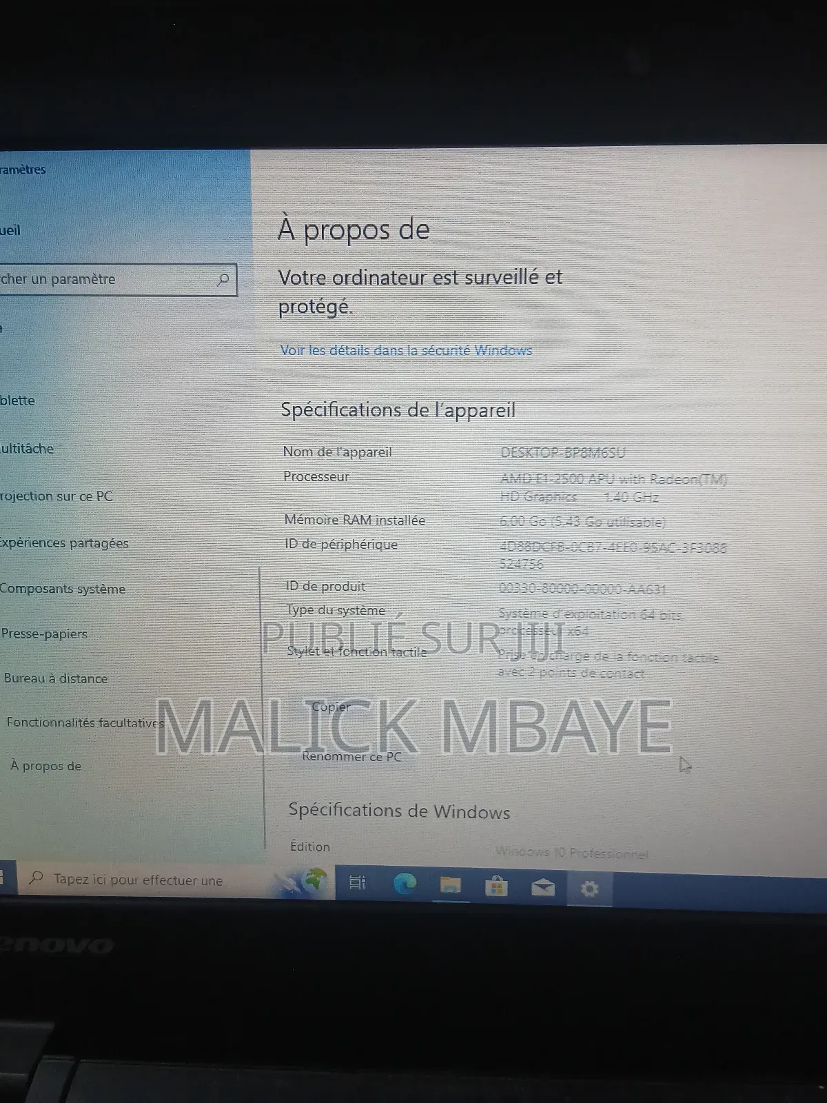 Ordinateur portable Lenovo ThinkPad X140e 6GB AMD HDD 500GB