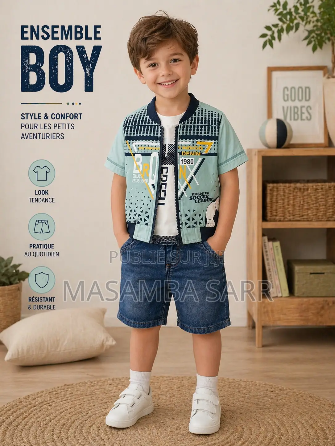 Ensemble Garçon 3 Pièces Avec Veste Zippée