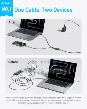 Câble Anker, Tressé 2-en-1 Usb-C Vers Usb-C 140w Fast Neuf