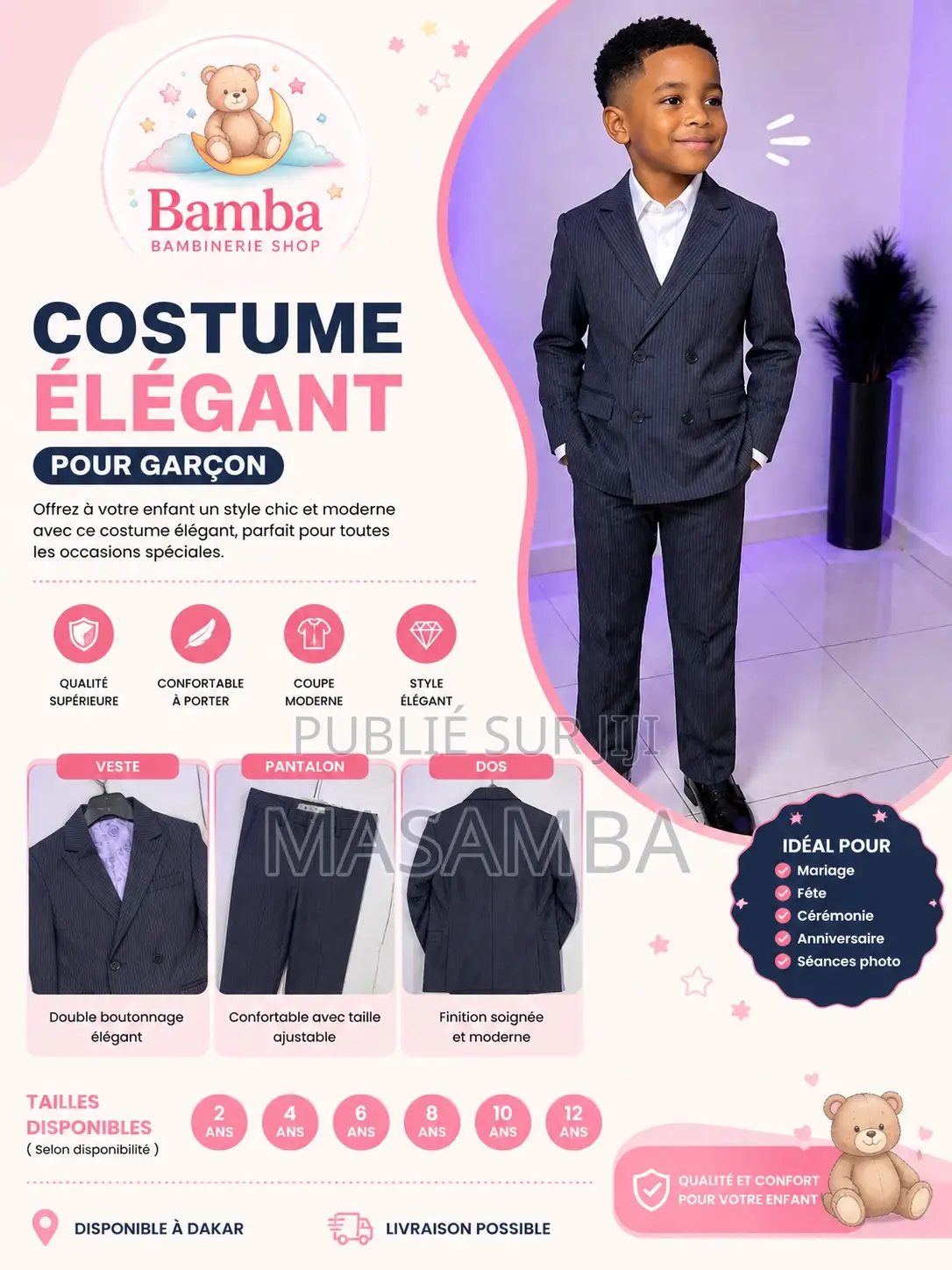 Costume Enfant Élégant Gris Rayé – Idéal Cérémonie