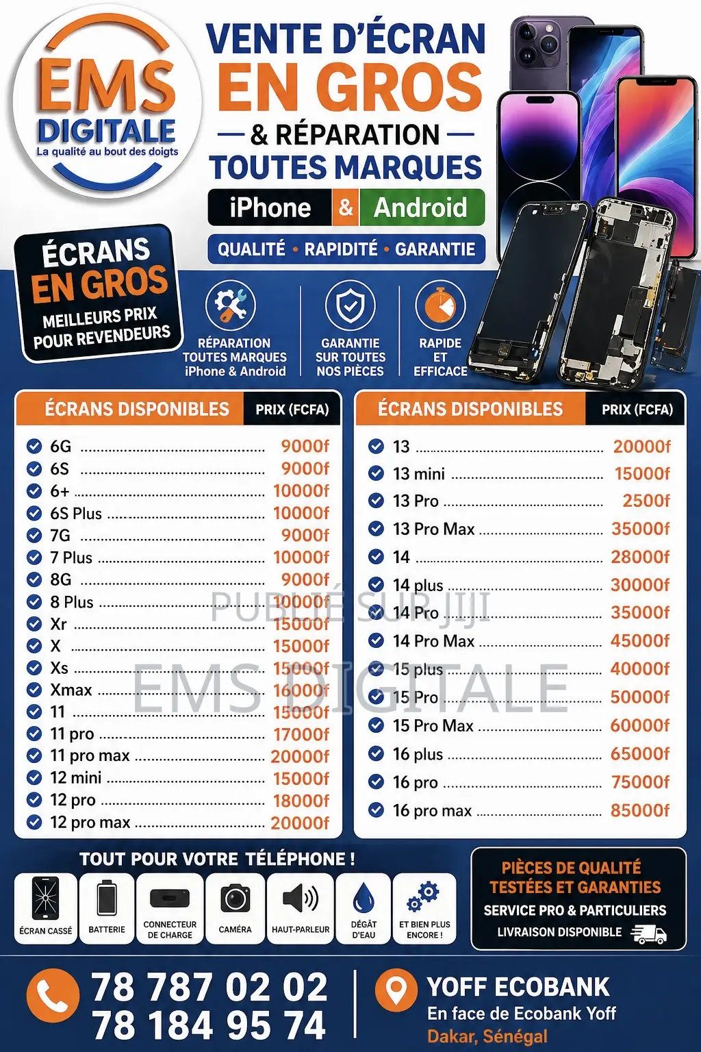 Reparation Et Vente Toute Vos Écrans De Téléphone iPhone  Et Android