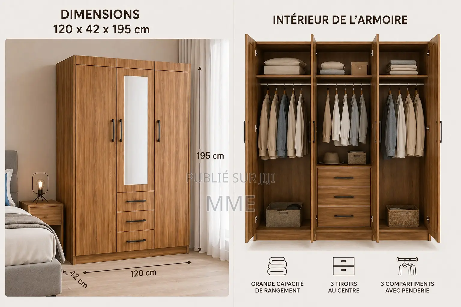 Armoire Moderne 3 Battants