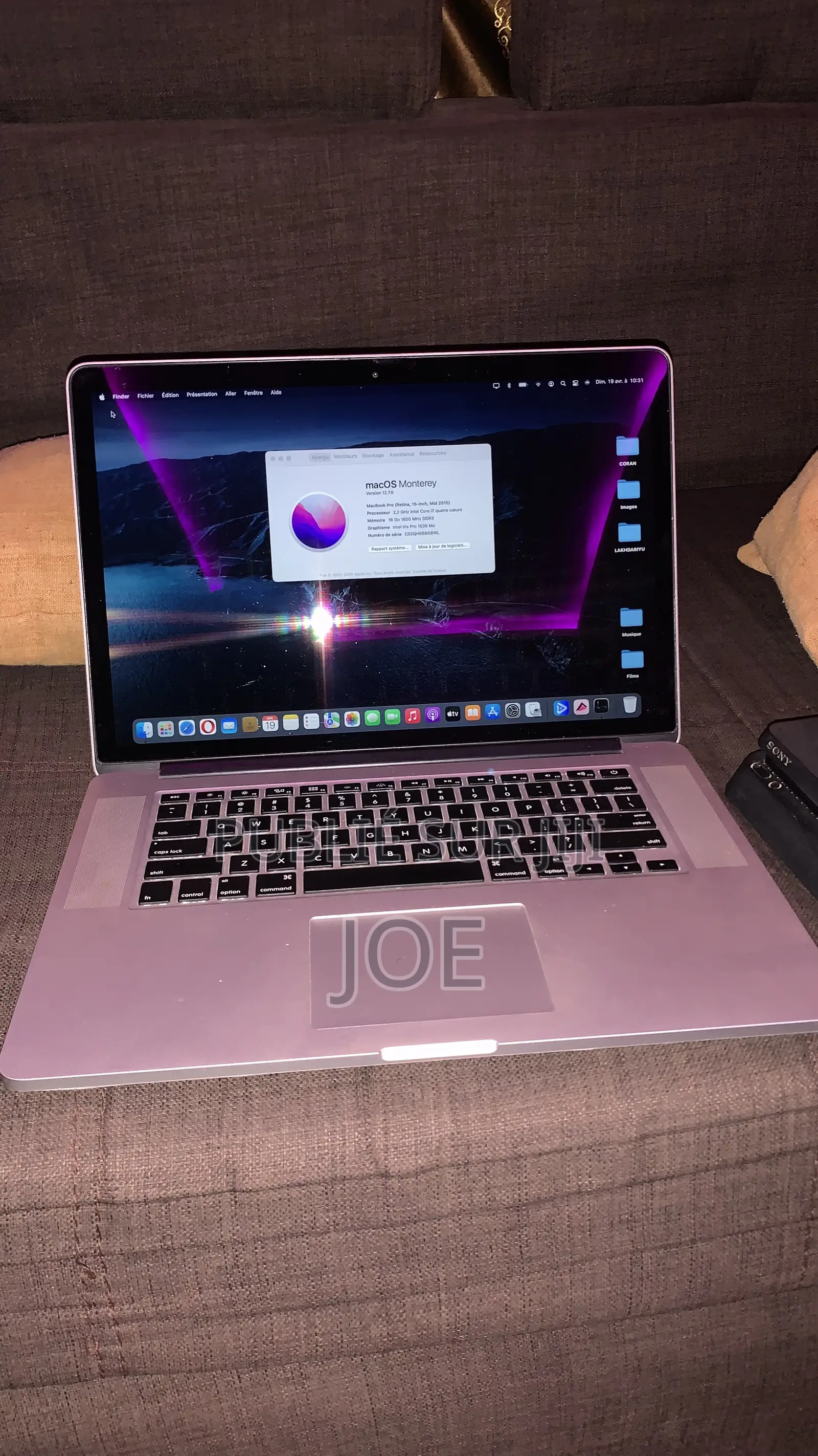 Ordinateur portable Apple MacBook Pro 2015 16GB Intel Core i7 SSD 500GB