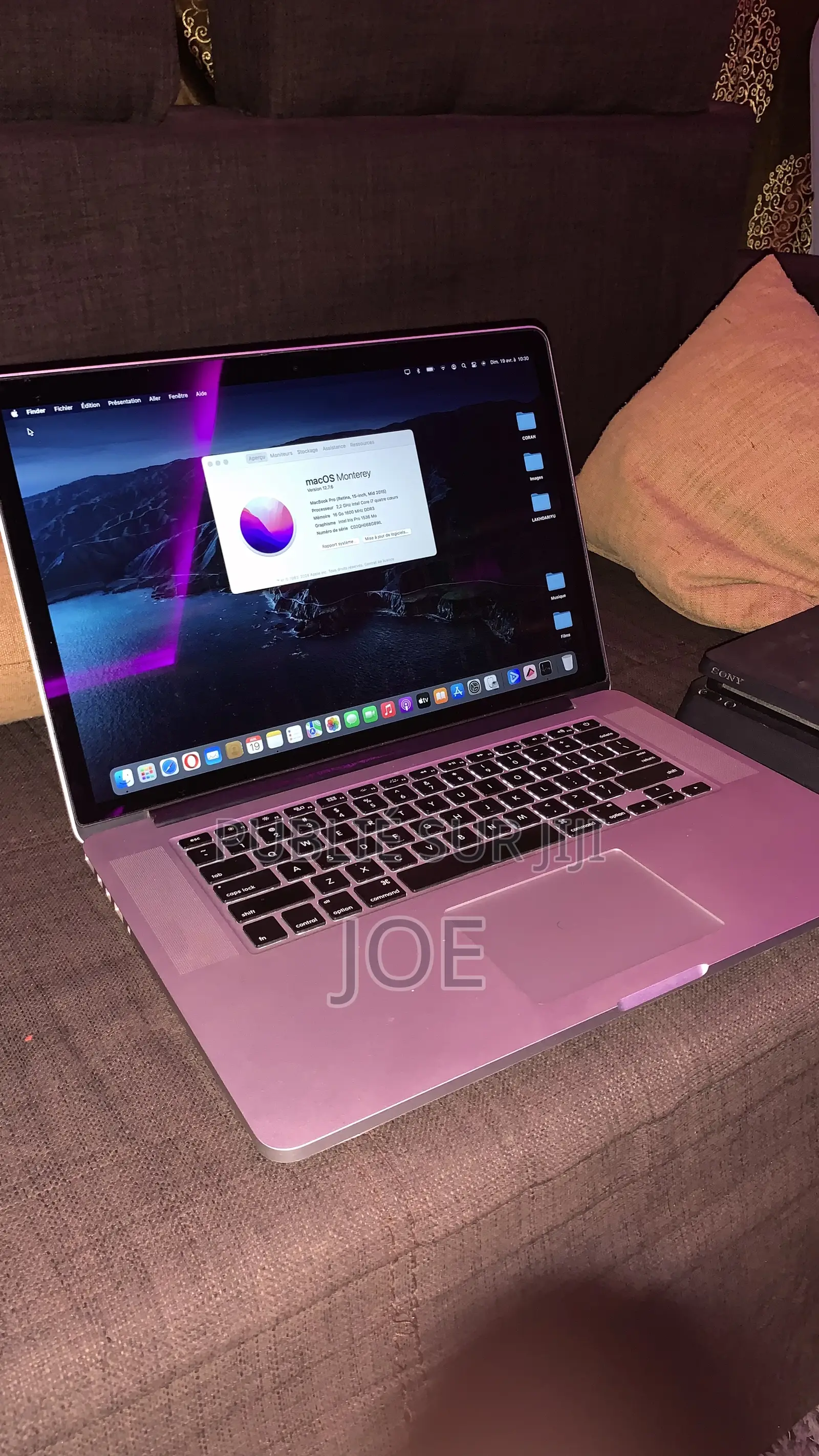 Ordinateur portable Apple MacBook Pro 2015 16GB Intel Core i7 SSD 500GB