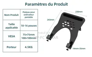 Support Vesa Pour Ordinateur Portable 10 À 19 Pouces