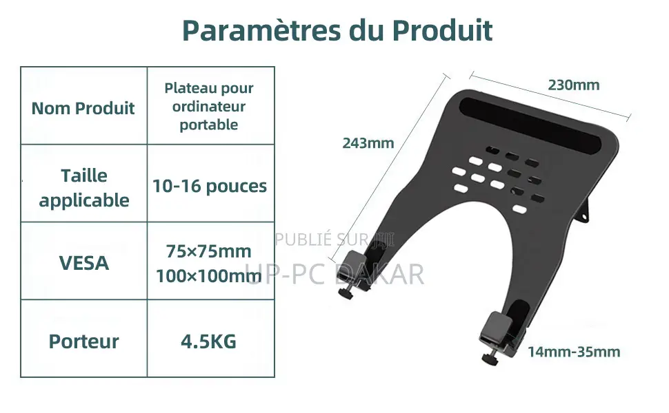 Support Vesa Pour Ordinateur Portable 10 À 19 Pouces