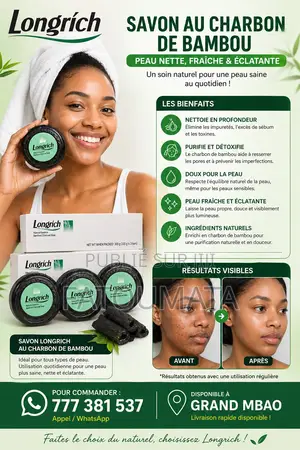 Savon Longrich Charbon De Bambou – Peau Nette Éclatante (Original)
