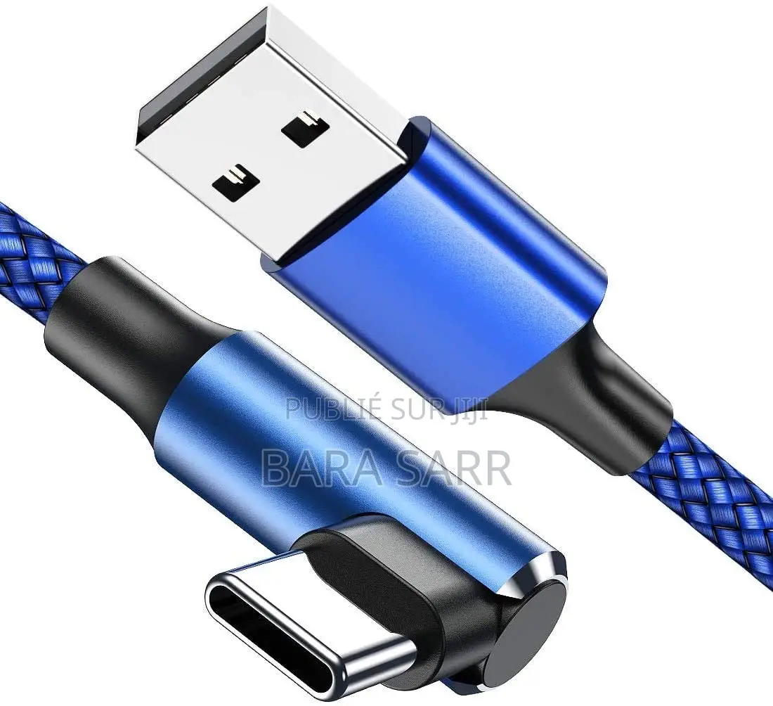 Câble Chargeur Type C 90 Degrés iPhone, Samsung, Huawai, Google Pixel