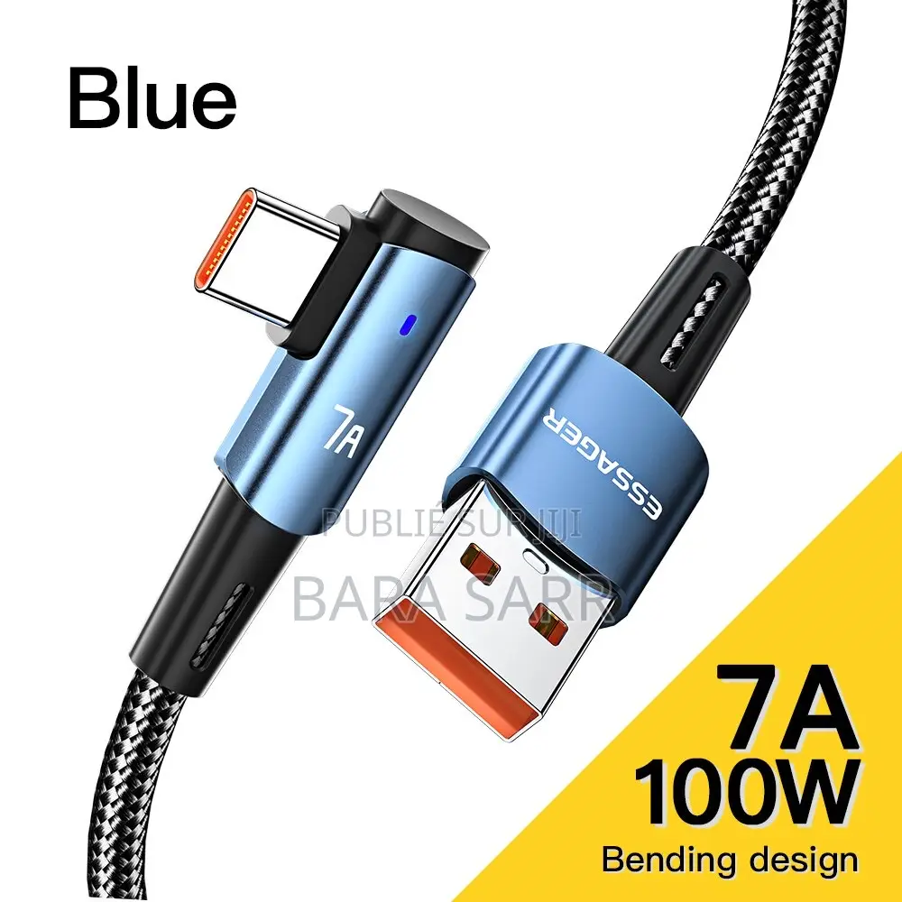 Câble Chargeur Type C 90 Degrés iPhone, Samsung, Huawai, Google Pixel