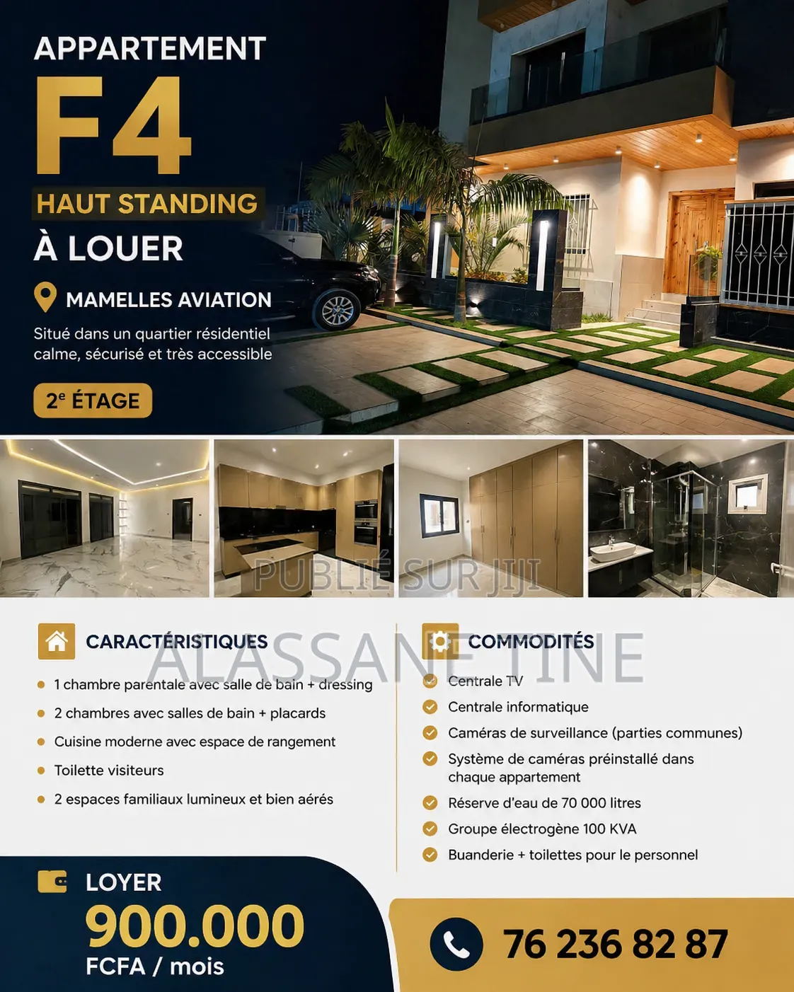 3chbre Appartement dans Bella, Mermoz Sacré-Cœur à Louer