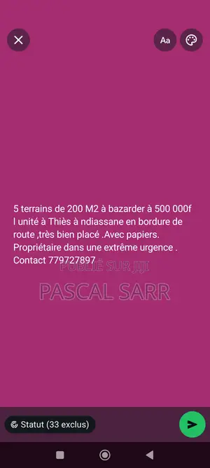 Vend Terrain 200 M2 À Thies Ndiassane a 500 000