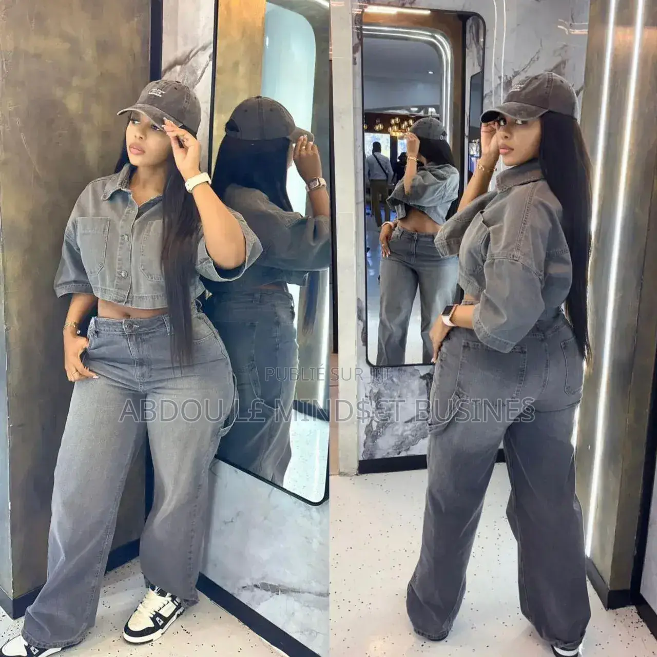 Ensemble Body Jean Et Bas Large Disponible