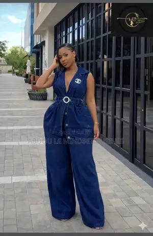 Ensemble Chemise Jean Avec Ceinture Bas Large Disponible