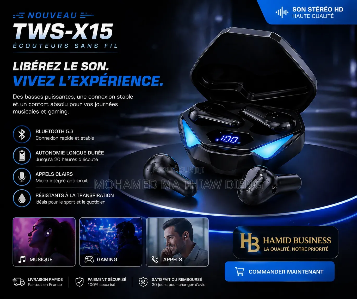 TWS -X15 – Écouteurs Sans Fil
