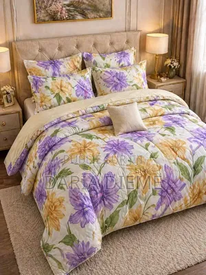 Drap Couette 6 Pièces (1 Couette Remplie ,1drap Coton Et 4 Oreillers)