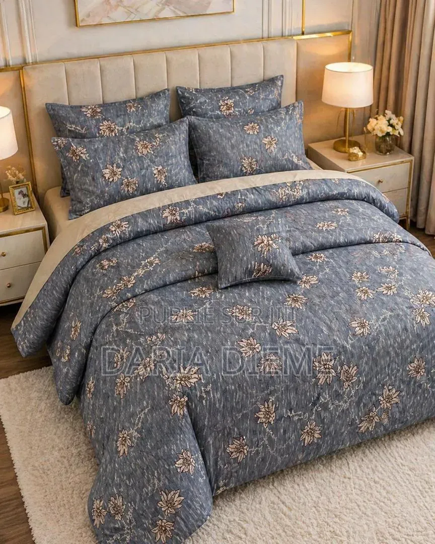 Drap Couette 6 Pièces (1 Couette Remplie ,1drap Coton Et 4 Oreillers)